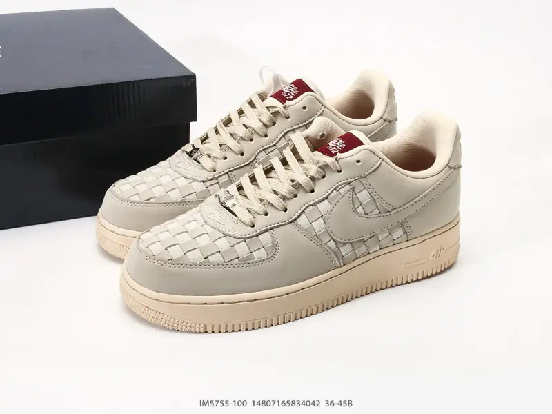 耐克 Nike Air Force 1 '07 "皮革编织款" 空军一号含气垫 低帮百搭厚底增高休闲运动板鞋 IM5755-100 #14807165834042